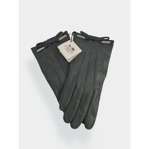 Coach Grey Bow Leather Gloves - 83865 NWT! - Picture 2 of 8